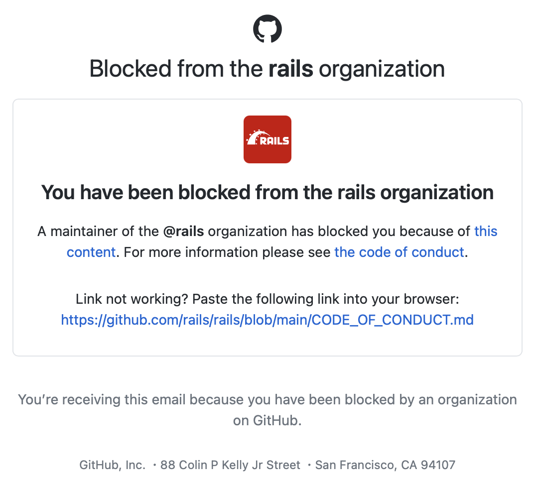 DHH Blocked me from the Rails GitHub repository